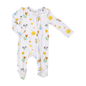 Angel Dear Baby Solar System bamboo two-way zipper footie for babies, image 1