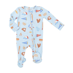 Angel Dear Baseball bamboo two-way zipper footie for baby boys, image 1