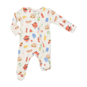 Angel Dear BBQ Buddies bamboo two-way zipper footie for babies, image 1