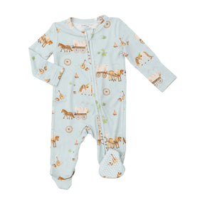 Angel Dear Covered Wagon bamboo two-way zipper footie for babies, image 1