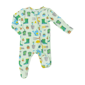 Angel Dear Garden Tools bamboo two-way zipper footie for babies, image 1