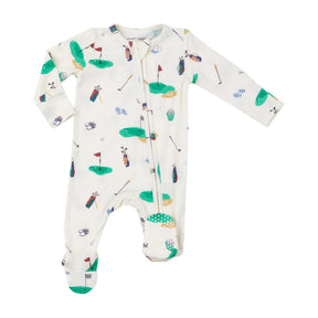 Angel Dear Golf bamboo two-way zipper footie for baby boys, image 1