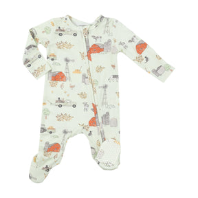 Angel Dear Hay Farmer bamboo two-way zipper footie for babies, image 1