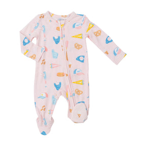 Angel Dear Softball bamboo two-way zipper footie for baby girls