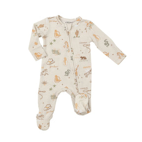Angel Dear Wild Wild West bamboo two-way zipper footie for babies, image 1