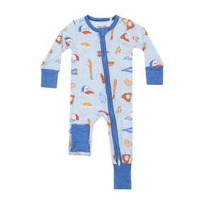 Angel Dear Baseball bamboo two-way zipper romper for baby boys, image 1