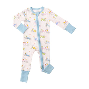 Angel Dear Bikes Pink bamboo two-way zipper romper for baby girls, image 1