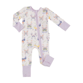 Angel Dear Botany Butterflies bamboo two-way zipper romper for baby girls