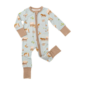 Angel Dear Covered Wagon bamboo zipper romper for baby boys - image 1