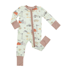Angel Dear Hay Farmer bamboo two-way zipper romper for baby boys - image 1