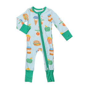Angel Dear Send Snacks Blue bamboo zipper romper for baby boys - image 1