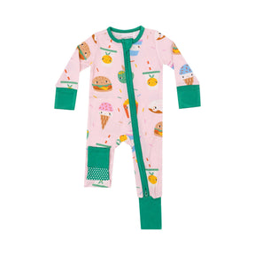 Angel Dear Send Snacks Pink bamboo zipper romper for baby girls - image 1