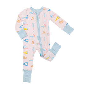 Angel Dear Softball Pink bamboo zipper romper for baby girls - image 1