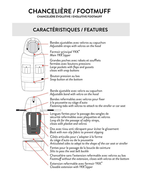 Deux par Deux Evolutive Baby Footmuff Designed For Car Seat And Stroller Chanterelle