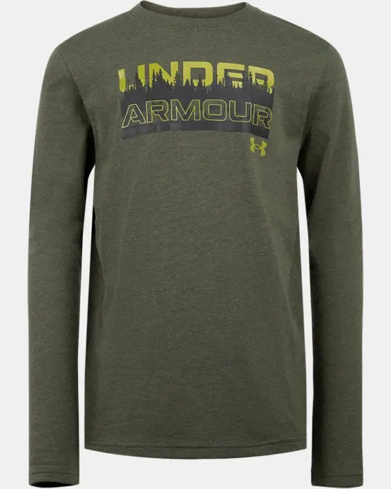 Boys Marine Green Treetop Long Sleeve | Under Armour | Under Armour | Jenni Kidz