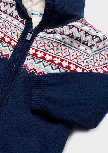 Boys NAVY KNIT CARDIGAN HOODED | Mayoral | Mayoral | Jenni Kidz