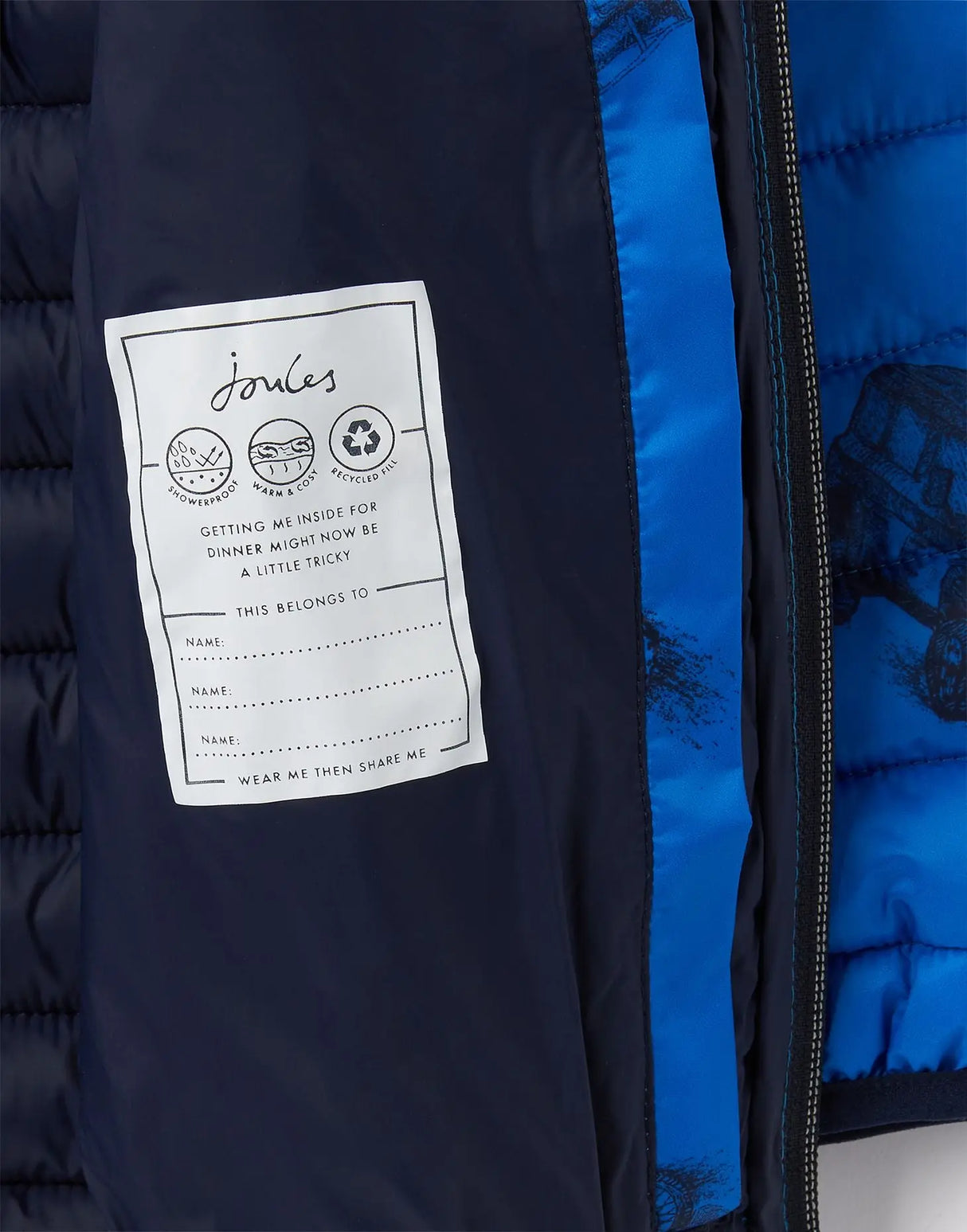 Boys Packable Jacket Blue Print Vehicles | Joules | Joules | Jenni Kidz