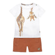 Boys Set T-Shirt And Shorts White Rust Giraffe | Dirkje | Dirkje | Jenni Kidz