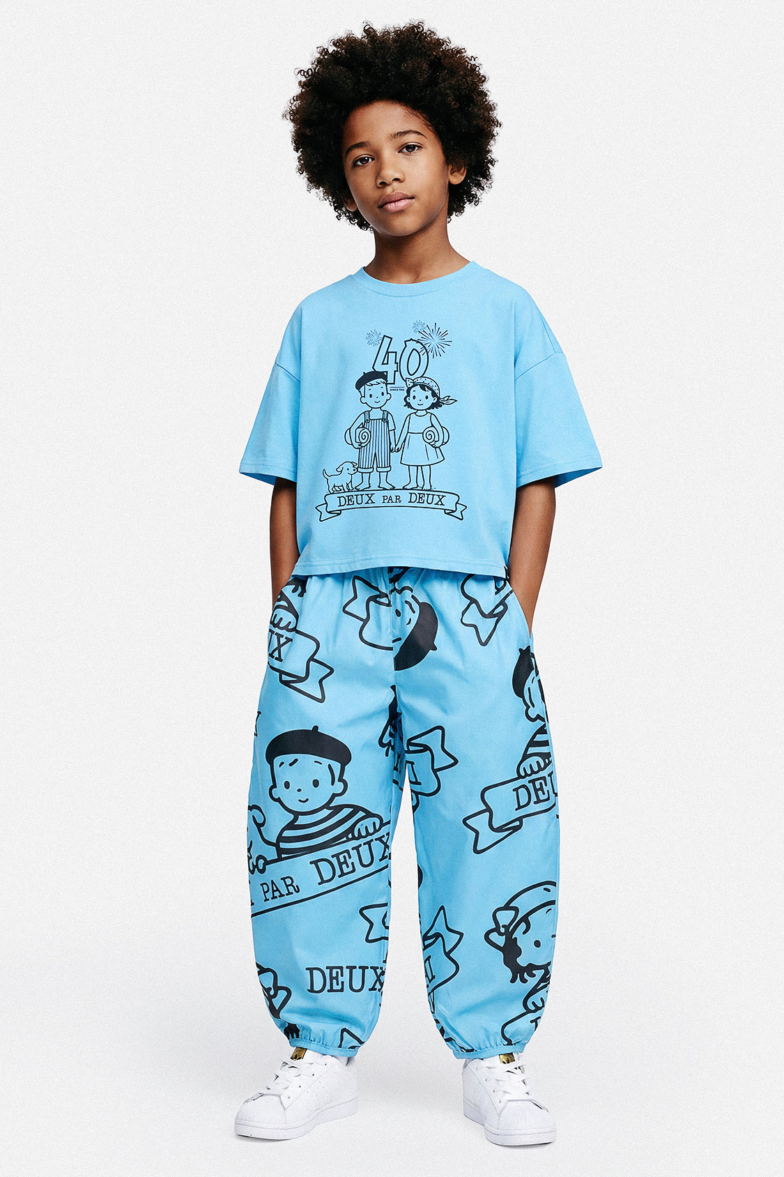 40Th Anniversary Printed Poplin Pant Sky Blue-1