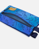 Double Pencil Case Blue Gradient Dinosaur Print | Deux par Deux | Jenni Kidz