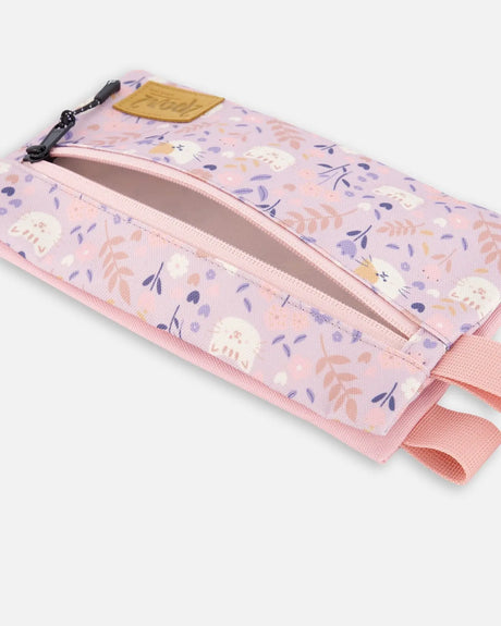 Double Pencil Case Lilac Retro Flower Print | Deux par Deux | Jenni Kidz