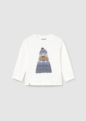 Flat lay front view of Mayoral baby animals T-shirt