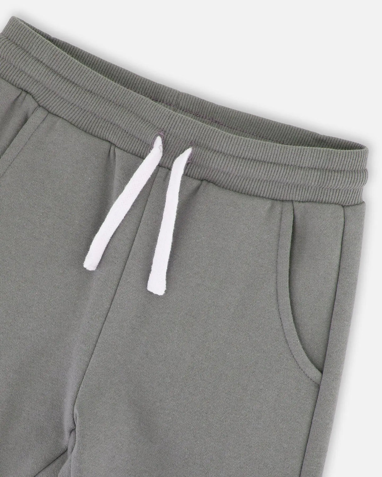 Fleece Sweatpants With Cargo Pockets Gray Green | Deux par Deux | Jenni Kidz