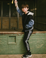 Fleece Sweatpants With Side Stripes Black | Deux par Deux | Jenni Kidz