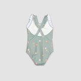 Floral Print on Dusty Green One-Piece Baby & Toddler Girls Swimsuit | Petit Lem | Miles The Label | Jenni Kidz