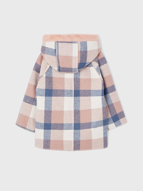 Girl's Hooded Plaid Coat Rose | Mayoral | Mayoral | Jenni Kidz