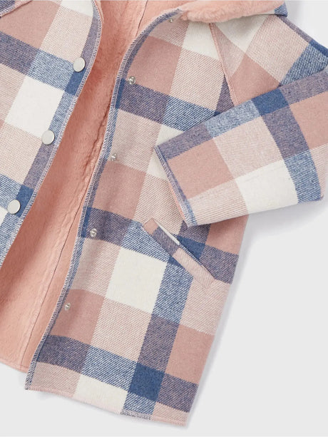 Girl's Hooded Plaid Coat Rose | Mayoral | Mayoral | Jenni Kidz