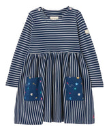 Girls Blue Stripe Nancy Breton Pocket A-Line Dress | Joules | Joules | Jenni Kidz