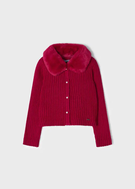 Girls Faux Fur Collar & Cardigan | Mayoral | Mayoral | Jenni Kidz