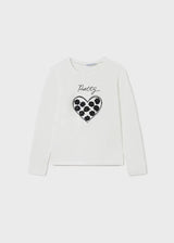 Girls Heart Long Sleeved T-Shirt - White | Mayoral | Mayoral | Jenni Kidz