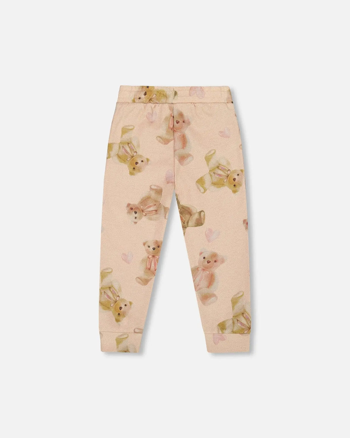 Glittering French Terry Sweatpants Beige Teddy Bear Print | Deux par Deux | Jenni Kidz