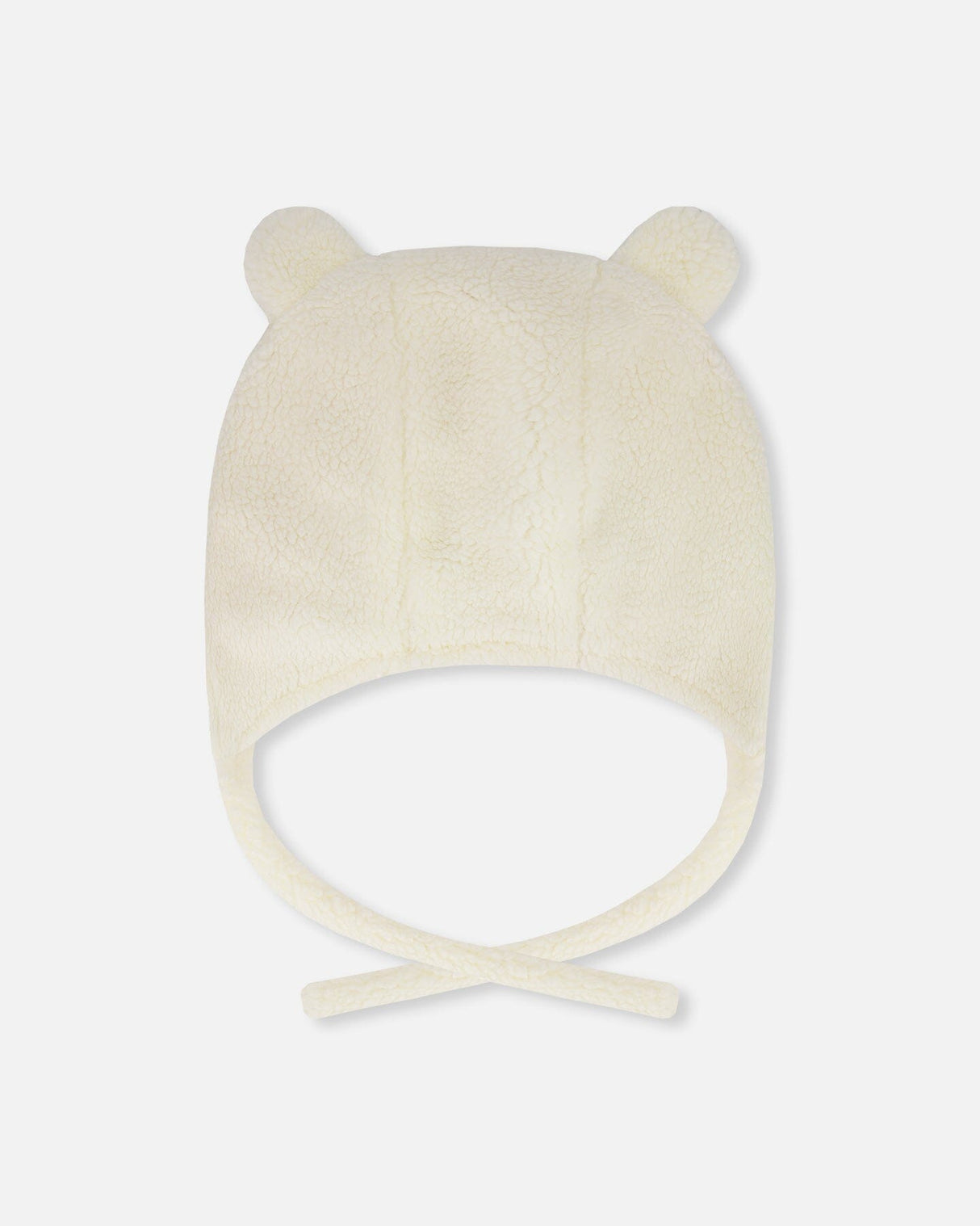 Lined Baby Sherpa Hat With Ear Flaps Off-White-1