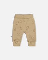 Organic Cotton Evolutive Pants Beige Printed Dogs-2