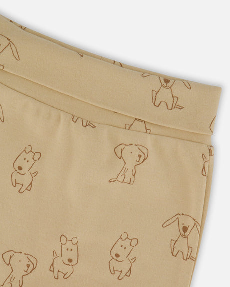 Organic Cotton Evolutive Pants Beige Printed Dogs-3