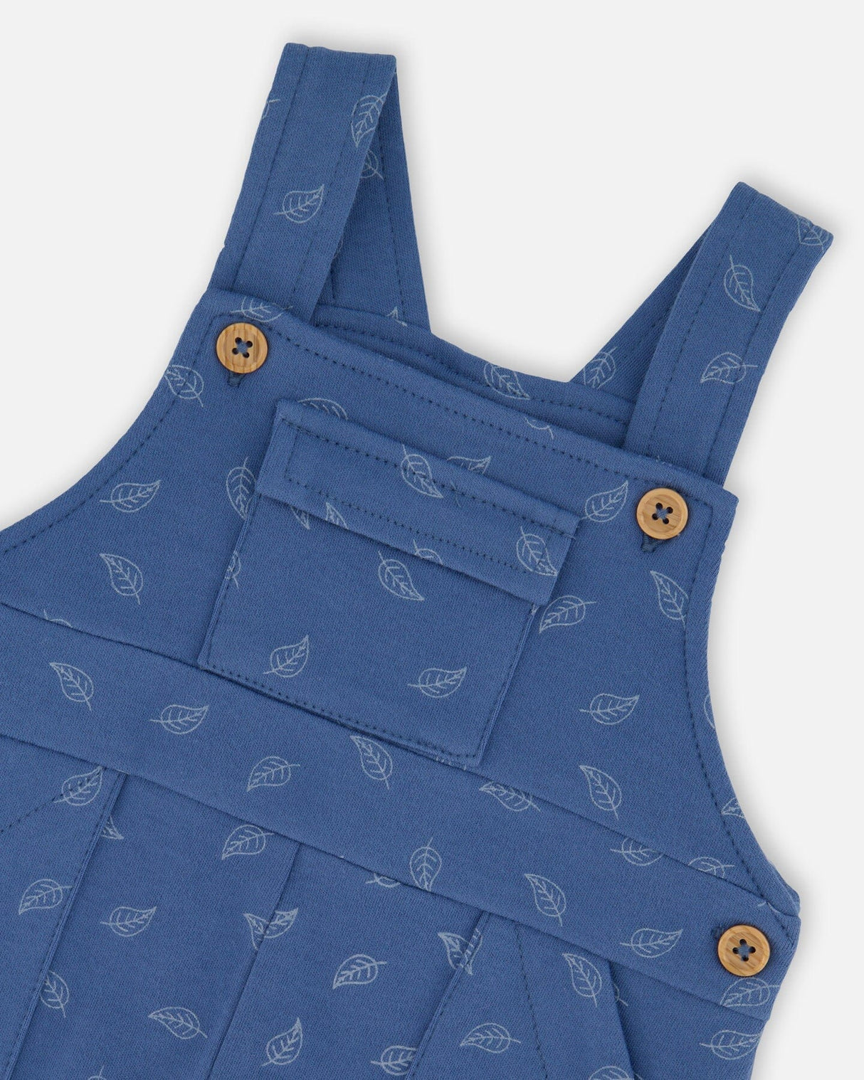 Organic Cotton Onesie And Overalls Set Blue Leaf Print-3