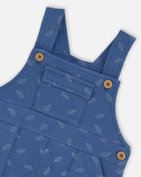 Organic Cotton Onesie And Overalls Set Blue Leaf Print-3