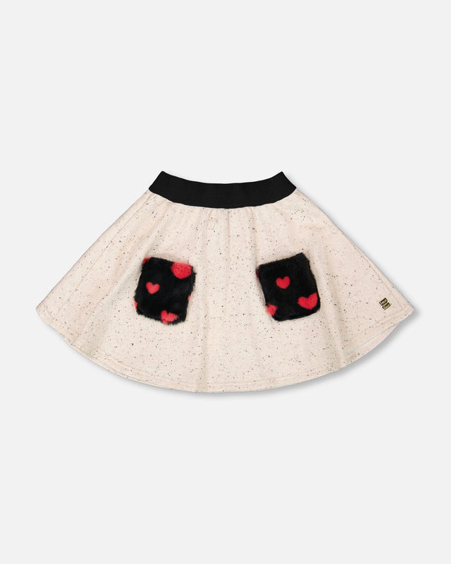 Glittering French Terry Skirt Beige And Black-0