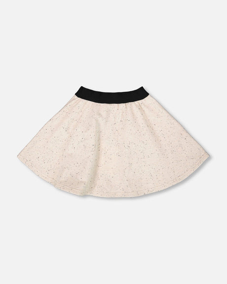 Glittering French Terry Skirt Beige And Black-2
