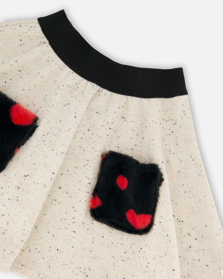 Glittering French Terry Skirt Beige And Black-3