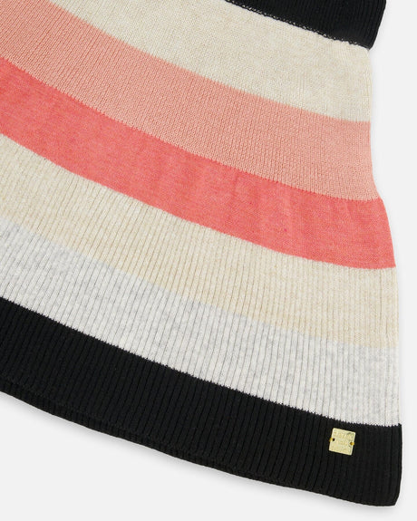 Striped Knit Skirt Beige Black And Pink-3