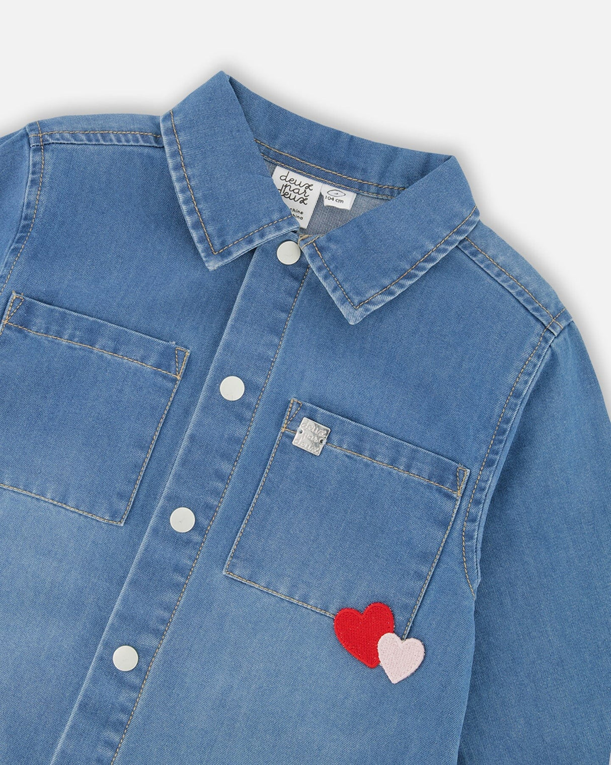 Denim Shirt Light Blue With Patch Pockets And Apple Patch-3