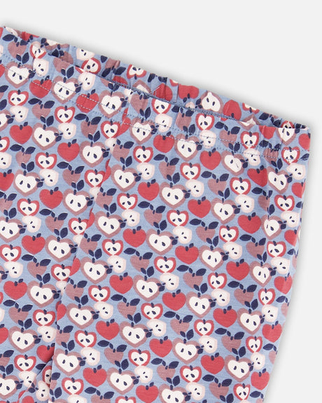Organic Cotton Leggings Blue Apple Print-3