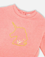 Bi-Material Dress Dusty Pink With Mesh Skirt And Unicorn-3