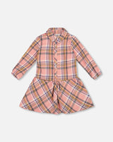 Shirt Plaid Dress With Frill Pink, Yellow And Gray-0
