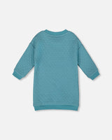 Quilted Tunic Dress Turquoise Blue-2