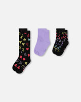 3-Pack Knit Socks Black And Multicolor-0